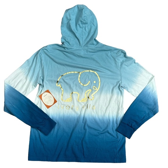 Women’s Ivory Ella XS 0 - 2 Hoodie Sweatshirt T-Shirt Hooded Ombre Blue NWT - Picture 4 of 10